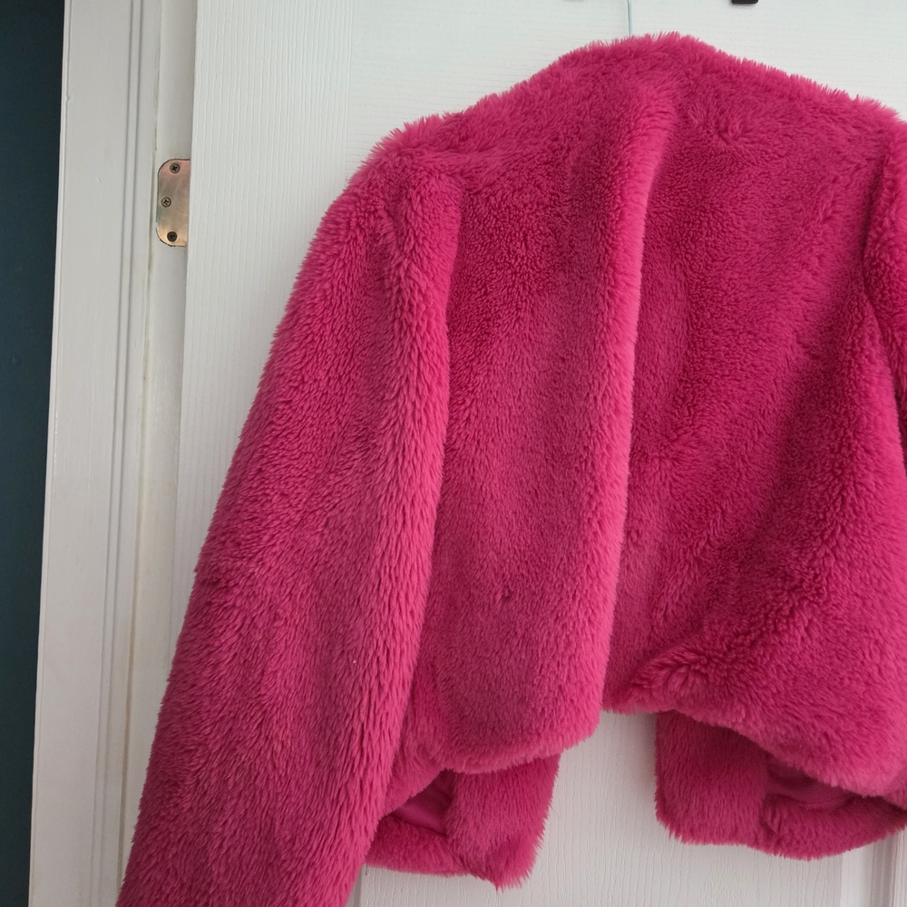 Wild Fable Vibrant Pink Cropped Teddy Jacket- Size XXL- READ DESCRIPTION - Picture 5 of 6